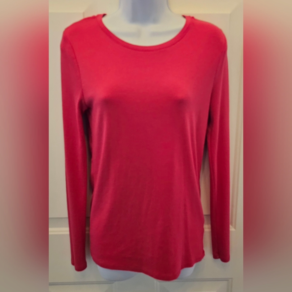 Merona Pink Long Sleeve Ultimate Tee Blouse Fitted Medium